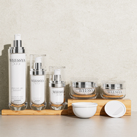 Pot cosmétique de luxe vide 30-120ml 50g 30g avec bouchon blanc sans air, flacon pompe à fond rond pour lotion, emballage pour soins de la peau