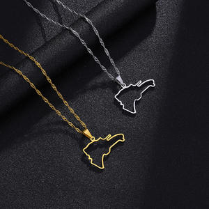 Collar con colgante de mapa de República <span class=keywords><strong>Dominicana</strong></span>, cadena de encanto de moda para mujer, marca nacional, acero inoxidable, Color dorado, regalos para niñas - Product Image 4