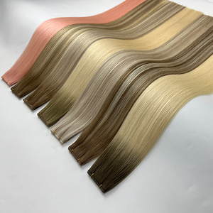 Extensions de cheveux 100% Remy vierges russes blondes, tissées à la main, avec base en PU sans couture, double épaisseur, qualité 12A, Genius Weft - Product Image 2