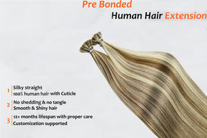 Extensions de cheveux humains vierges à 100% à la vente chaude, adhésif invisible, pointe plate, kératine pré-collée, postiches pour un usage quotidien - Product Image 5
