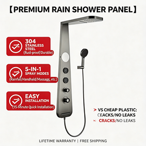 Columna <span class=keywords><strong>de</strong></span> ducha <span class=keywords><strong>de</strong></span> lujo <span class=keywords><strong>de</strong></span> acero inoxidable cepillado color bronce, montada en la pared, con cascada, rociador <span class=keywords><strong>de</strong></span> mano y chorros <span class=keywords><strong>de</strong></span> masaje - Product Image 4