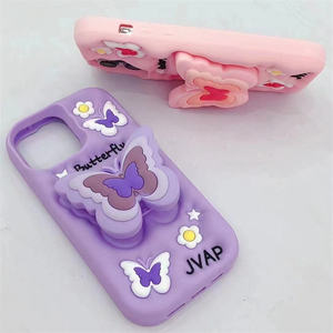 3D Bướm Khung Silicone Điện Thoại Di Động Trường Hợp Đối Với iPhone 11 12 13 14 15 16 Pro Max 17 Cao Su Mềm Cover Quay Lại <span class=keywords><strong>Shell</strong></span> - Product Image 4