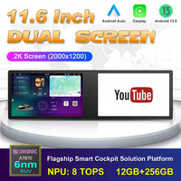 Autoradio Android universel 11,6 pouces, lecteur double écran 2K, GPS, DSP, MP5, Carplay pour audio/caméra de recul