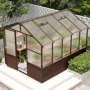 Kit de <span class=keywords><strong>serre</strong></span> 8x10 pieds en bois avec panneaux en polycarbonate de 6 mm, <span class=keywords><strong>serre</strong></span> avec ventilation réglable et porte verrouillable - Product Image 2