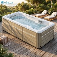 VIRLUX Outdoor-Schwimm-Spa mit Acrylschale, Kraftvoller Wasserstrom, Kapazität für 3 Erwachsene, 13.800L Wasservolumen für Erwachsenen-Schwimm-Spa-Pool