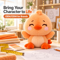 Peluche personnalisée en forme de canard de dessin animé, avec corps rond, ailes relevées, pattes palmées et service de développement de formes sur mesure