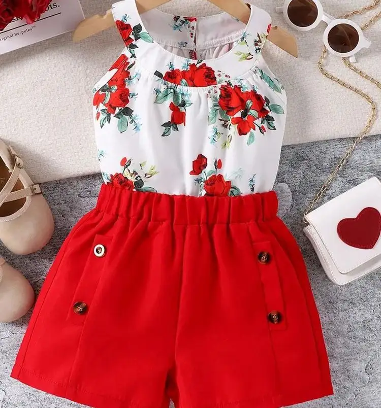 Vêtements pour enfants vente en gros de vêtements pour enfants filles vente en gros de vêtements pour enfants style mixte été mode floral ensemble robe pour filles conception de vêtements