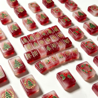 Jeu de Mahjong de Noël en résine personnalisée, couleurs mélangées, coffret de luxe, cadeau de Noël, jeux de table, tuiles de Mahjong américaines pour les fêtes