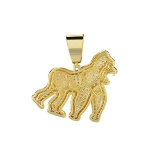 Pendentif Breloque ApeShit Gorilla Jungle Orangutans en Argent 925 de Haute Qualité, Plaqué Or Rhodié, Zircon, Style Hip Hop Ice - Product Image 5