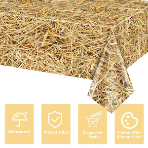 <b>Plastic</b> Farm hay <b>Tablecloths</b> for Cowboy West Party Supplies Hawaiian Luo hay Bales for Party Decoration - Product Image 2