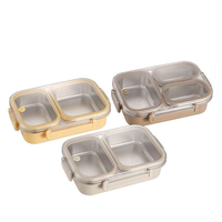 Boîte à lunch portable en acier inoxydable pour enfants, sans BPA, avec 3 compartiments, conteneur de rangement, logo personnalisé
