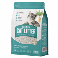 Kantong Kemasan Pasir Kucing Heavy Duty Pet Care 1.5 kg Tahan Tusukan Alas Datar Resealable Zipper 8 Sisi Segel