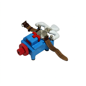 Outil rotatif en acier inoxydable bleu avec bouton rouge et sangle en cuir pour le polissage de bijoux et le bricolage - Product Image 1