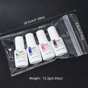 Ensemble de 4 liquides pour poudre à tremper 10 ml, système de base et de finition/activateur/protecteur de pinceau, étape 1-4, manucure en poudre à tremper, gel - Product Image 2