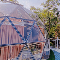 Véranda extérieure de luxe de 30 pieds, dôme en verre trempé, tente, concept vert, design de matériaux durables, respectueux de l'environnement