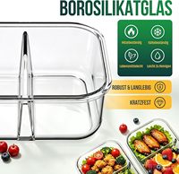 Ensemble de 2 récipients en verre avec couvercle, 1000 ml, 2 compartiments, hermétiques, sans BPA, compatibles lave-vaisselle, micro-ondes
