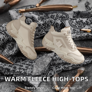 Fleece-lined Thickened Warm High-<b>top</b> <b>Lace</b>-up Cotton Shoes Women's Autumn New All-match Explosions Thick-soled - Product Image 2