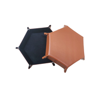 Plateau de rangement pliable hexagonal en cuir PU double couche pour dés, style moderne et luxueux, pour cuisine, salle de bain, salon, DND - Vente en gros
