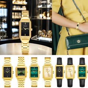 Montre à quartz élégante et luxueuse pour femmes avec cadran carré serti de diamants, logo personnalisé, bracelet en acier inoxydable, nouveau cadeau de bijoux pour femmes - Product Image 2