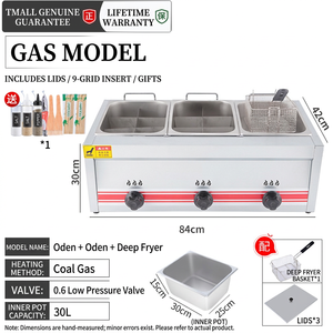 Freidora de Gas de Acero Inoxidable para Mostrador, 3 Cestas, Multifuncional, Comercial, Nueva, de Alta Productividad para Cocina - Product Image 4
