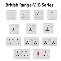 Interruptor de pared eléctrico de doble polo y 2 módulos, estándar británico SASO Arabia Saudita, suministro de fábrica, 220V 16A