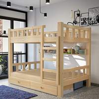 Lit superposé moderne en bois de pin massif de taille double avec rangement pour enfants et mères pour la maison ou les meubles de chambre à coucher d'hôtel