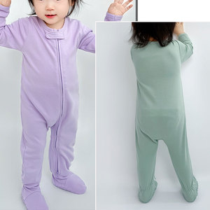 Baju Tidur Bayi Organik Katun Polos O Neck dengan Ritsleting untuk Anak Perempuan dan Laki-laki Bayi Baru Lahir - Product Image 2