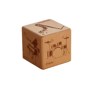 定制骰子方块木制立方体玩具木珠圆角雕刻印刷骰子游戏DIY工艺品