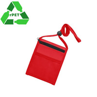 Tas kartu kain Lanyard baru dapat disesuaikan sebagai Multifungsi PVC ID kain poliester tas paspor ritsleting Lanyard