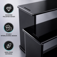 Présentoir en acrylique noir à 3 niveaux personnalisé pour parfums, cupcakes, figurines – Organisateur de comptoir de vente au détail en gros