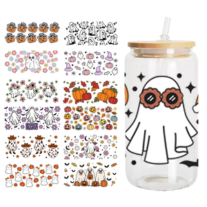 Ready to Ship Wholesale UV Sticker Cup Wraps <strong>Transfers</strong> for 16oz Beer <strong>Glass</strong> Can Clear Frosted 16 oz Tumbler Cup 16 Ounce Jar - Product Image 3