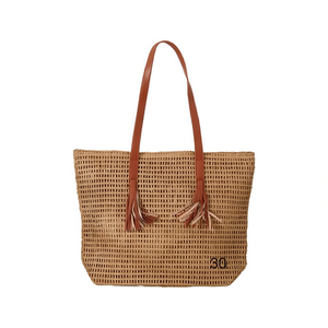 Bolsos de Hombro de Paja Tejida con Borlas y Diseño Calado 45x33x15cm, Bolso de Playa de Verano - Product Image 1