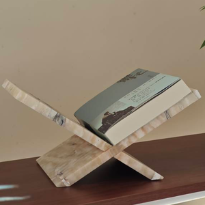 Soporte para Libros <span class=keywords><strong>en</strong></span> Forma de X de Ónix con Bordes - Reposapiés de Lectura de Piedra Moderno para Decoración de Hogar y Oficina de Lujo - Product Image 1
