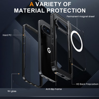Étui de téléphone magnétique intégral 360° avec protection d'écran intégrée, antichoc, transparent, pour Google Pixel 9 Pro XL 8 Pro 11 10 10 Pro
