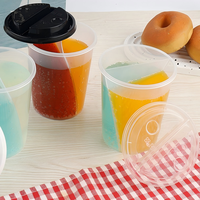 Gobelets jetables en plastique PP pour Bubble Tea avec couvercle, double compartiment, pour boisson Boba et jus