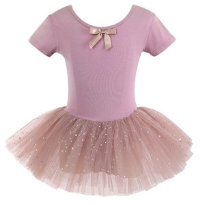 Vestido de Ballet de Manga Corta para Niñas, Tutú con Lazo Frontal, Leotardo de Danza, Falda de Tul, Ropa para Entrenamiento y Actuaciones - Product Image 5