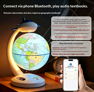 Lámpara Nocturna LED con Reloj Digital y Geografía Educativa, Giro Automático de 360° °   Globo Terráqueo Flotante de Levitación Magnética Giratorio con Bluetooth - Product Image 5