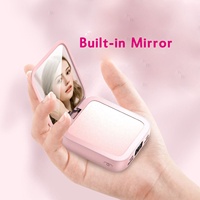 Miroir de maquillage personnalisé YM-441 pour filles avec câbles détachables intégrés, chargeurs portables 10000mAh, charge rapide, batterie externe pour iPhone