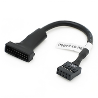 Kabel Adaptor USB 3.0 USB 2.0 20-Pin Male 9-Pin Female Bahan PVC 15cm Konduktor CCA 6Gb/s Panel Depan Motherboard PC Stok Tersedia