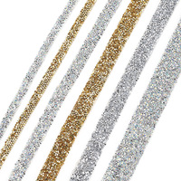 10mm largeur étincelant cristal strass ruban Hot Fix ruban exquis vêtements accessoires fer sur Applique pour robe gâteau artisanat
