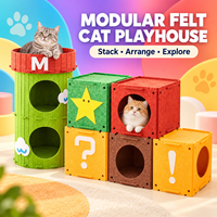 En gros, Cubes modulaires colorés en feutre pour chat, empilables, DIY, Tour d'agrément pour chat d'intérieur, Repaire pour animaux de compagnie
