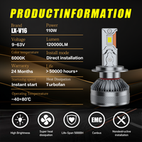تصميم جديد لمصباح أمامي LED بقوة 120 واط وسطوع 10000 لومن مع رقاقة 3570 للشاحنات والسيارات وسيارات الدفع الرباعي، 12 فولت عالي السطوع مع تبريد بالمروحة