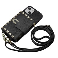 Bandoulière en cuir de vache pour iphone 13, mini 13 pro max, motif peau de vache, sac pour pièce de monnaie avec écouteurs, fermeture éclair