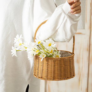 Hot mây <span class=keywords><strong>wicker</strong></span> Hoa Quà Tặng Giỏ tay dệt lưu trữ giỏ có thể gập lại xử lý trang trí nội thất giỏ trứng - Product Image 3