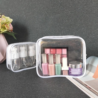 Sac cosmétique transparent en PVC avec logo petit mini organisateur de maquillage transparent étui cosmétique à fermeture éclair transparent avec caractéristiques d'organisateur