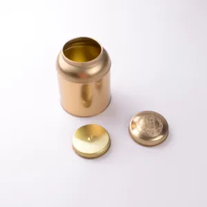 Round Gold Metal British Tea Tin Canister Tea Caddy Tin Herbal Tea Tin