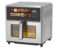 Friteuse à air intelligente 2150W 10L avec fenêtre transparente et écran LED, en acier inoxydable brossé, four sain sans huile pour la maison