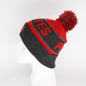 Gorro de Invierno con Bloques de Color de Equipos Deportivos, Texto Jacquard y Emblema de Escudo, con Puño, para Artículos de Aficionados y Días de Partido - Product Image 4