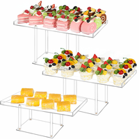 Plateau de service à 3 niveaux pour le divertissement, présentoir de table à dessert en acrylique pour fournitures de fête