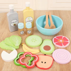 Jouet de <span class=keywords><strong>cuisine</strong></span> pour enfants en bois naturel résistant à l'usure, non toxique, écologique, pour fruits et légumes, <span class=keywords><strong>simulation</strong></span> de salade, jeu de rôle, jouet éducatif - Product Image 4